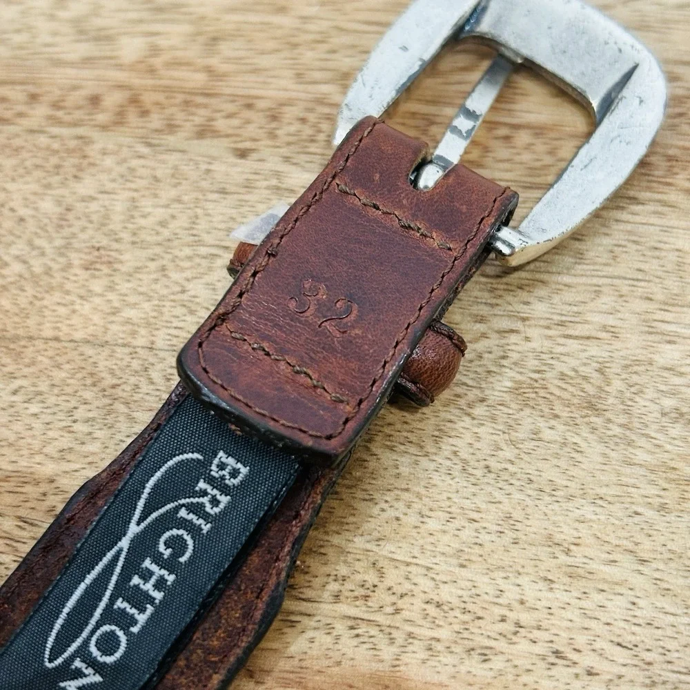 Vintage Brighton Men's Brown Leather Belt Size 32 Braided